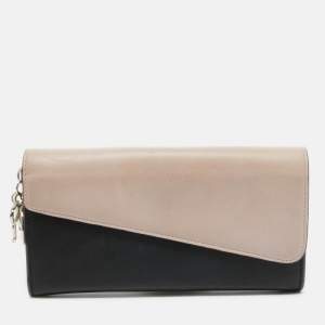 Dior Black/Pink Leather Flap Continental Wallet