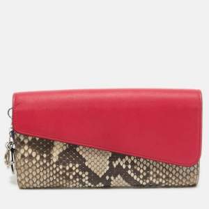 Pre Owned Dior Multicolor Python and Leather Diorissimo Rencontre Wallet
