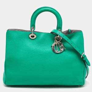 Dior Green Leather Large Diorissimo Shopper Tote