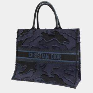 Dior Black/Navy Canvas Small Camouflage  Book Tote Bag 