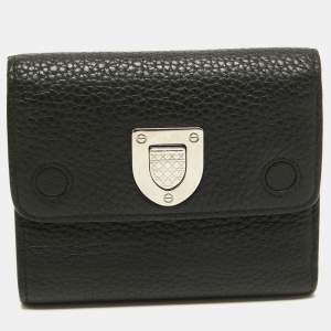 Pre Owned Dior Black Leather Diorama Trifold Wallet
