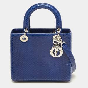 Dior Blue Python Medium Lady Dior Tote