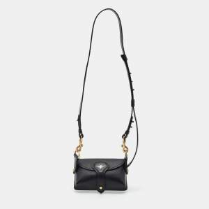 Dior Black Leather Mini D-Bee Saddle Bag
