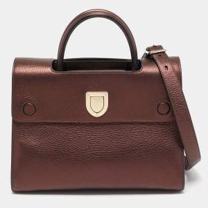 Pre Owned Dior Bronze Leather Medium Diorever Bag
