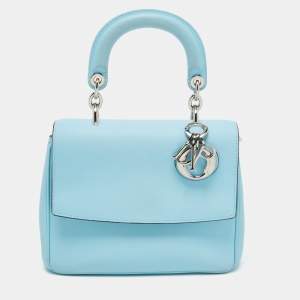 Dior Sky Blue Leather Mini Be Dior Top Handle Bag