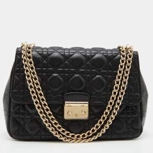 Pre Owned Dior Black Cannage Leather Miss Dior Flap Chain Bag