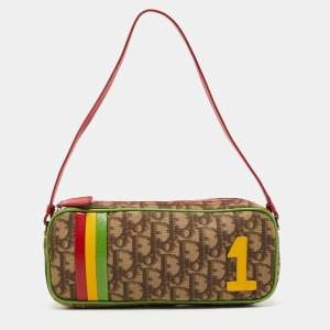 Pre Owned Dior Multicolor Oblique Coated Canvas and Leather Vintage Rasta 1 Pochette Bag 