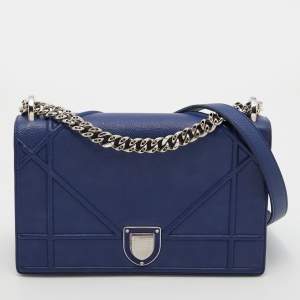 Dior Blue Leather Medium Diorama Flap Shoulder Bag