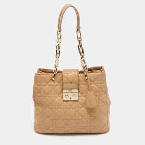 Dior Beige Cannage Leather Miss Dior Chain Tote