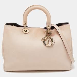 Pre Owned Dior Beige Leather Large Diorissimo Shopper Tote
