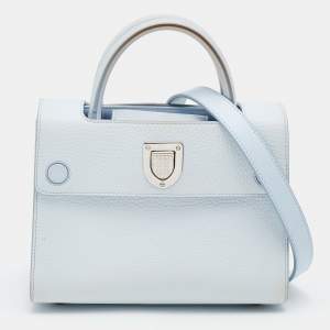 Pre Owned Dior Light Blue Leather Mini Diorever Tote