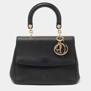 Dior Black Leather Small Be Dior Flap Top Handle Bag