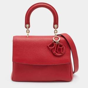 Dior Red Leather Small Be Dior Flap Top Handle Bag