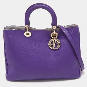 Dior Violet Leather Large Diorissimo Shopper Tote