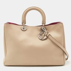 Dior Beige Leather Large Diorissimo Shopper Tote