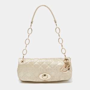 Pre Owned Dior Gold Cannage Quilted Leather Rendezvous Shoulder Bag