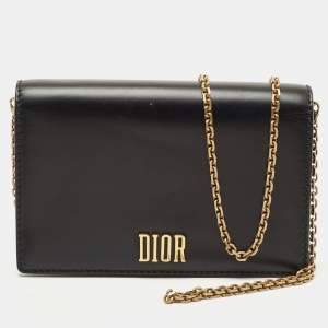 Dior Black Leather D-Fence Croisiere Wallet on Chain
