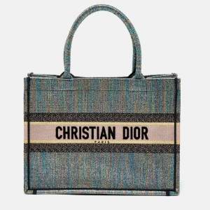 Pre Owned Dior Multicolor Embroidered Lurex Fabric  Book Tote 