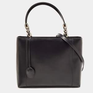 Pre Owned Dior Black Leather Medium Malice Pearl Tote