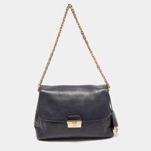 Pre Owned Dior Black Leather Large Diorling Shoulder Bag