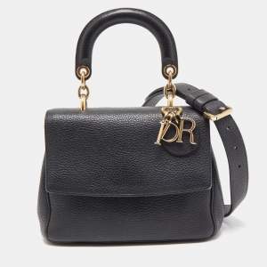 Pre Owned Dior Black Leather Mini Be Dior Top Handle Bag