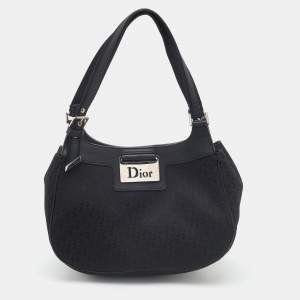 Dior Black Oblique Canvas and Leather Satchel