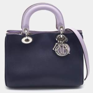 Pre Owned Dior Tri Color Leather and Watersnake Leather Mini Diorissimo Tote