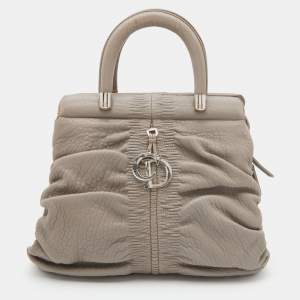 Pre Owned Dior Grey Leather Karenina Hermitage Satchel