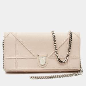 Dior Beige Leather Diorama Wallet on Chain