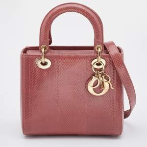 Dior Pink Python Medium Lady Dior Tote