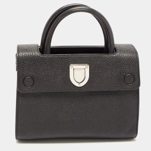 Pre Owned Dior Black Pebbled Leather Mini Diorever Top Handle Bag