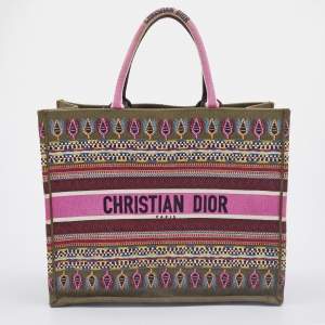 Pre Owned Dior Multicolor Embroidered Canvas Large Book Tote