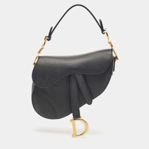 Dior Black Leather Mini Saddle Bag