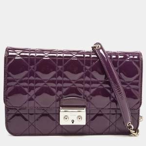 Dior Purple Cannage Patent Leather Miss Dior Promenade Chain Bag