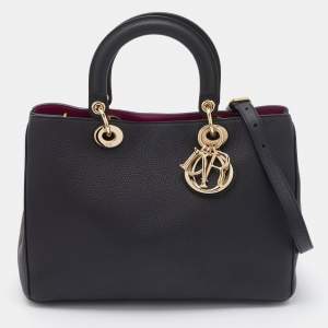 Dior Black Leather Medium Diorissimo Shopper Tote