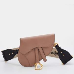 Dior Beige Leather Saddle Convertible Belt Bag
