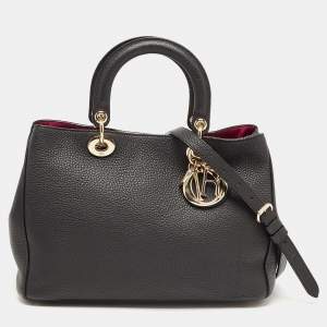 Pre Owned Dior Black Leather Medium Diorissimo Tote