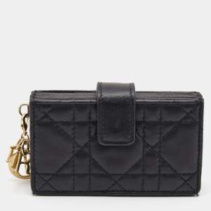 Dior Pink Cannage Leather Lady Dior 5 Gusset Card Holder