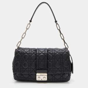 Pre Owned Dior Black Cannage Leather Miss Dior Flap Bag