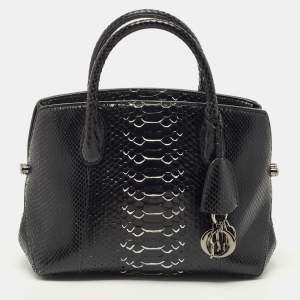Pre Owned Dior Black Python Zip Satchel