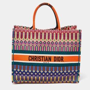 Pre Owned Dior Multicolor Embroidered Canvas Large Book Tote