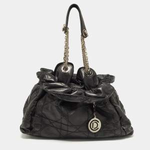Pre Owned Dior Black Cannage Leather Le Trente Shoulder Bag