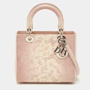 Dior Ombre Pink Python Medium Lady Dior Tote