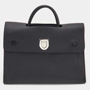 Pre Owned Dior Black Leather Large Diorever Tote