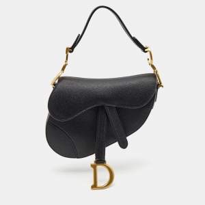 Dior Black Leather Mini Saddle Bag