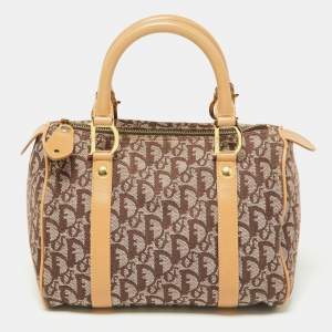 Dior Beige/Tan Oblique Canvas and Leather Small Trotter Boston Bag