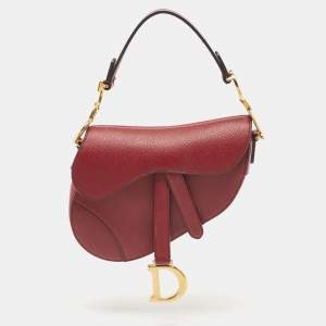 Dior Red Leather Mini Saddle Bag
