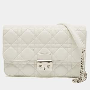 Pre Owned Dior  White Quilted Leather Medium Miss Dior Promenade Shoulder Bag