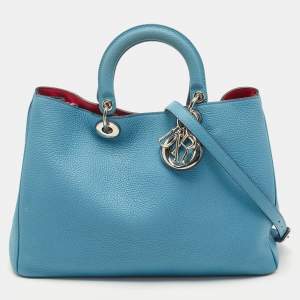 Pre Owned Dior Blue Leather Large Diorissimo Shopper Tote