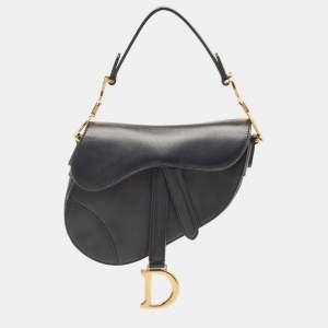 Dior Black Leather Mini Saddle Bag